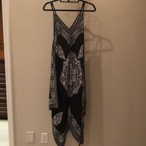 Black and white handkerchief dress. 100% silk